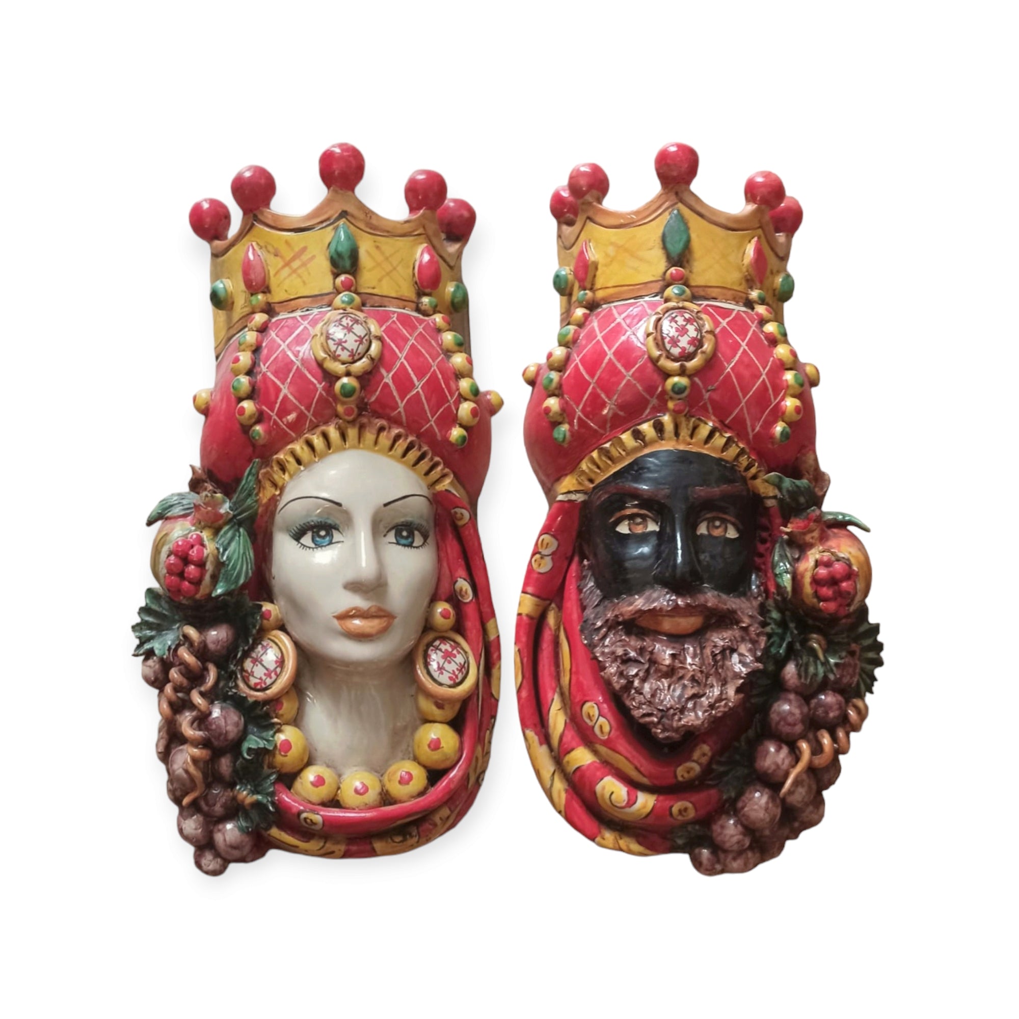 TESTA shops SICILIANA, 2 Sicilian Moor's Heads in Caltagirone Ceramics