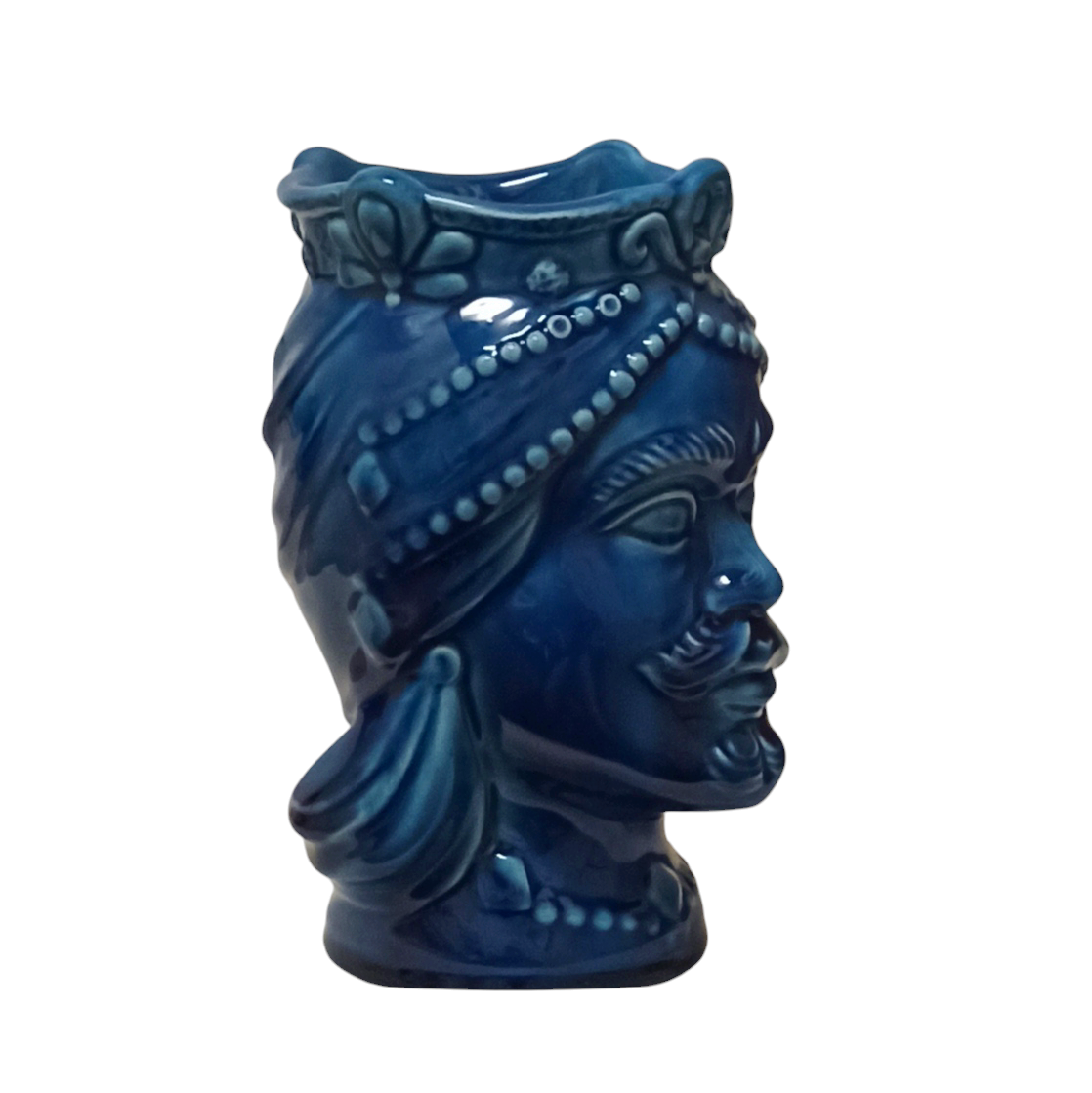 Sicilian souvenir shop in Messina. Ceramic blue moor's head. 